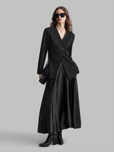 Ontre Elegant Satin Gloss Flower Bud Design High Waist Women's Skirt